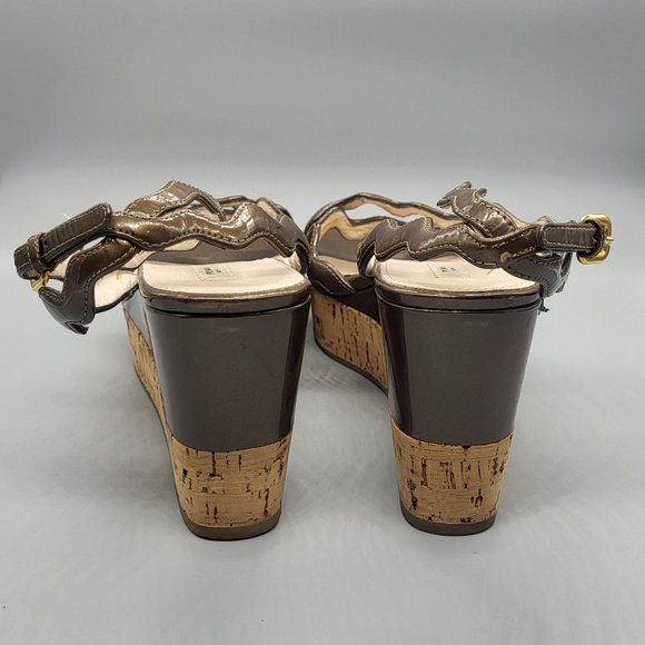 Prada Patent Leather Wedge Sandals - Picture 5 of 16